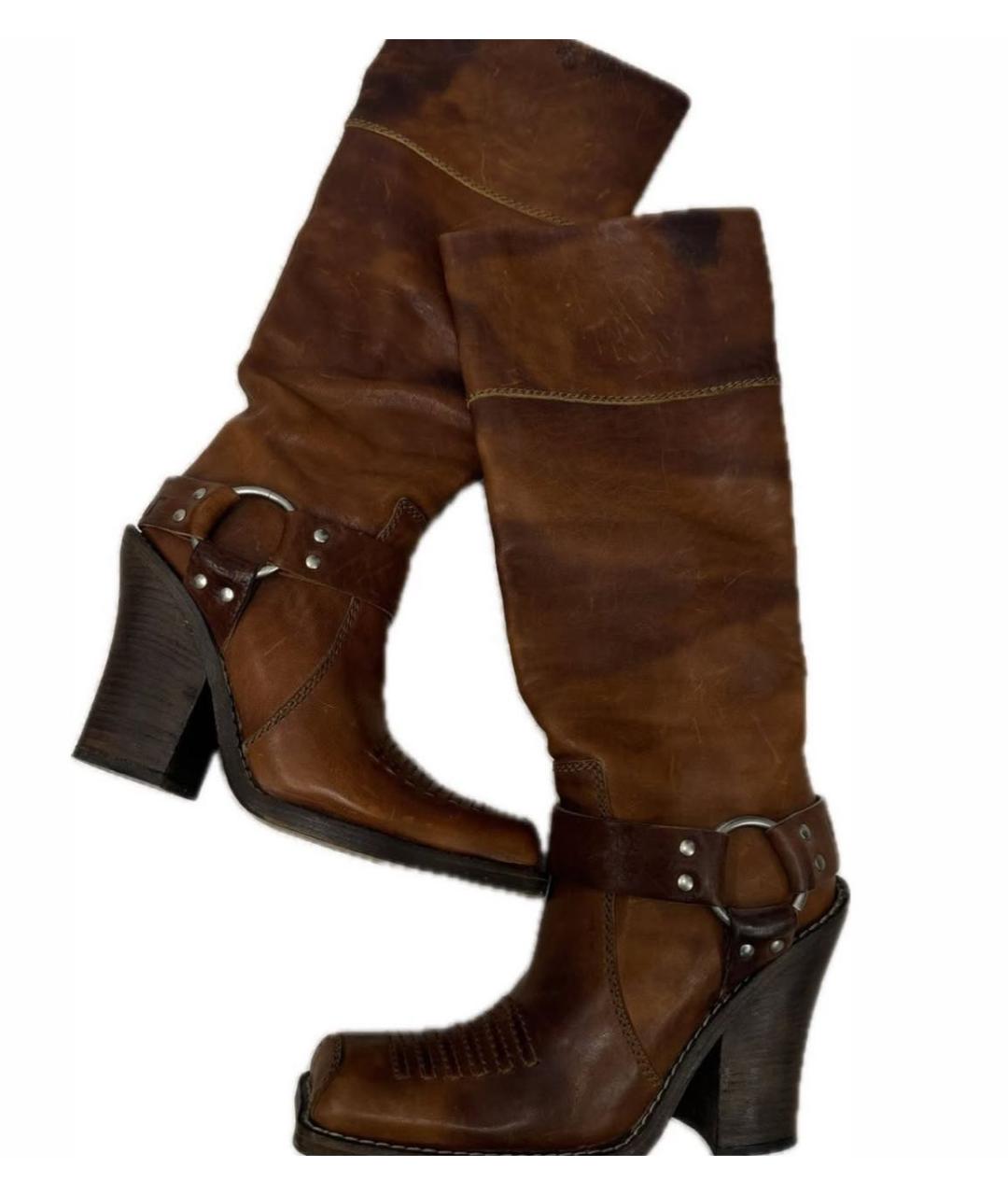 CHRISTIAN DIOR Коричневые кожаные сапоги, фото 6