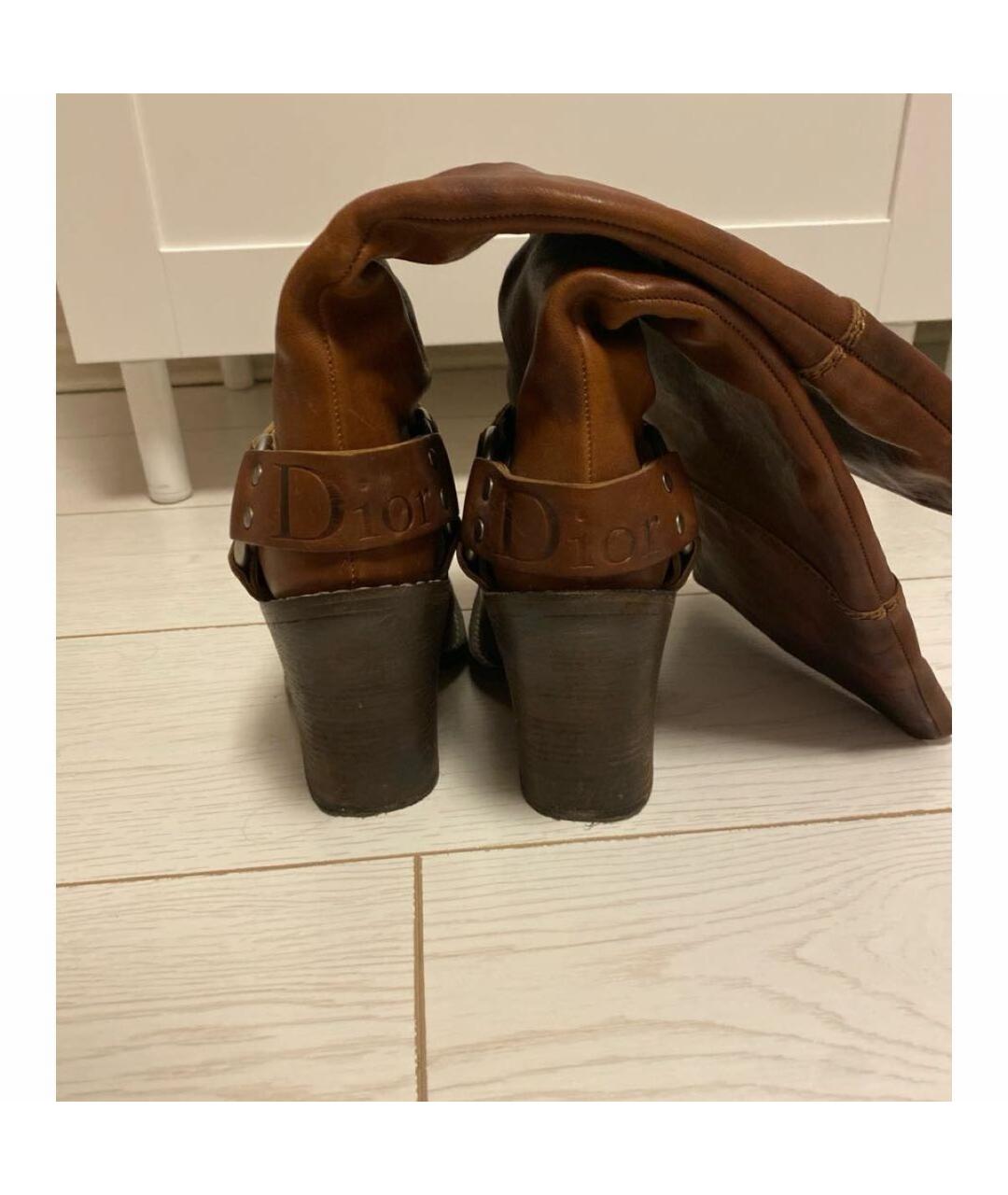 CHRISTIAN DIOR Коричневые кожаные сапоги, фото 4