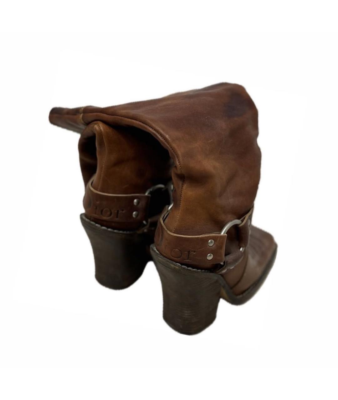 CHRISTIAN DIOR Коричневые кожаные сапоги, фото 5