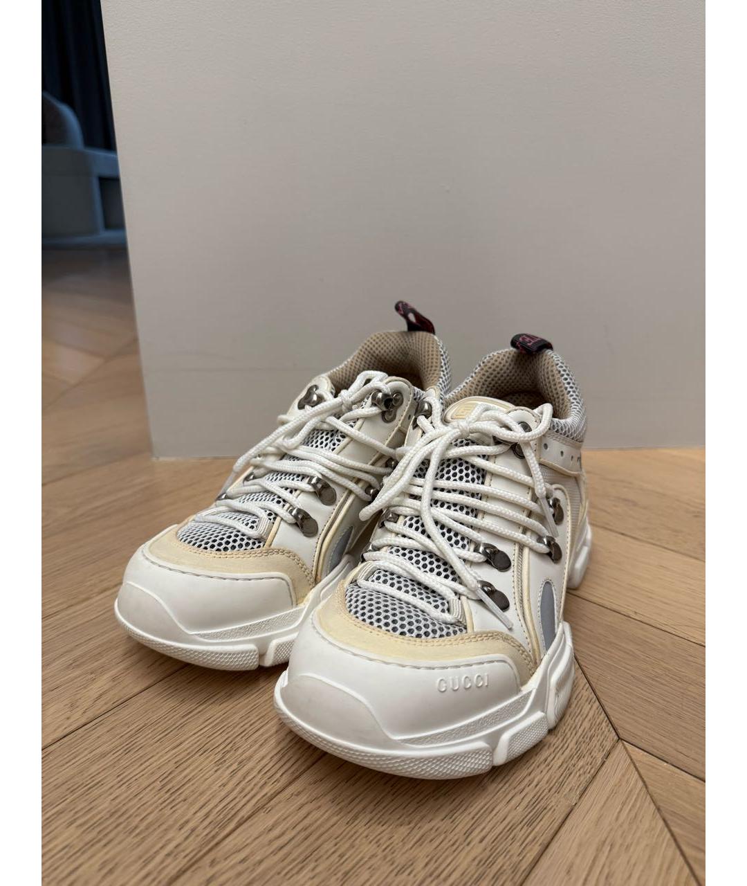 GUCCI Бежевые текстильные кроссовки, фото 4