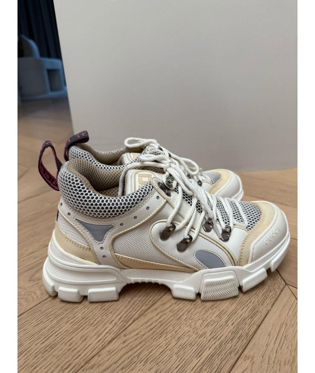 GUCCI Бежевые текстильные кроссовки, фото 6