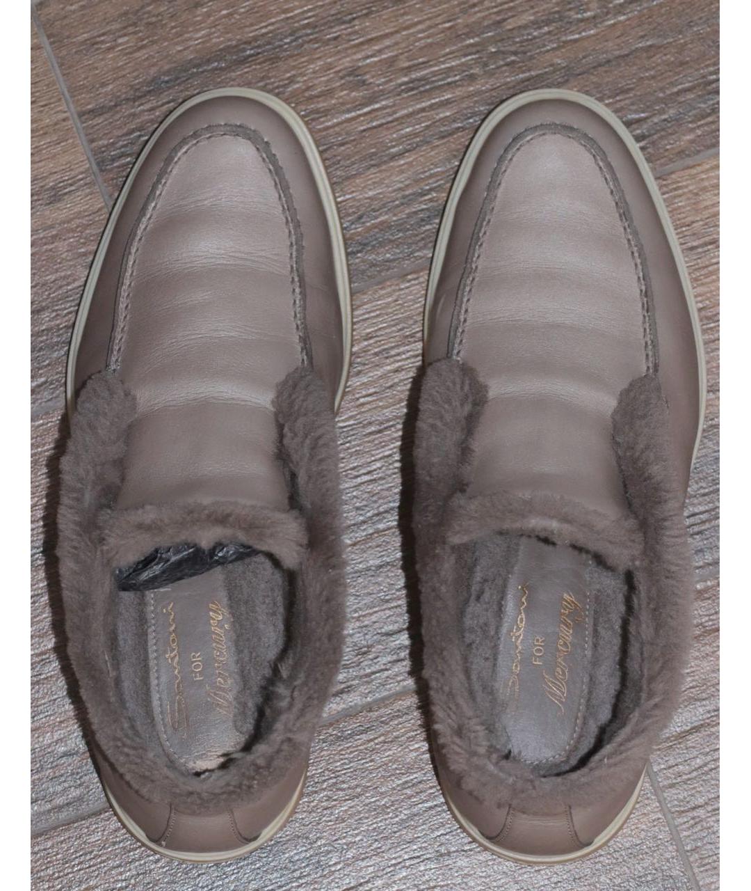 SANTONI Бежевые кожаные ботинки, фото 3