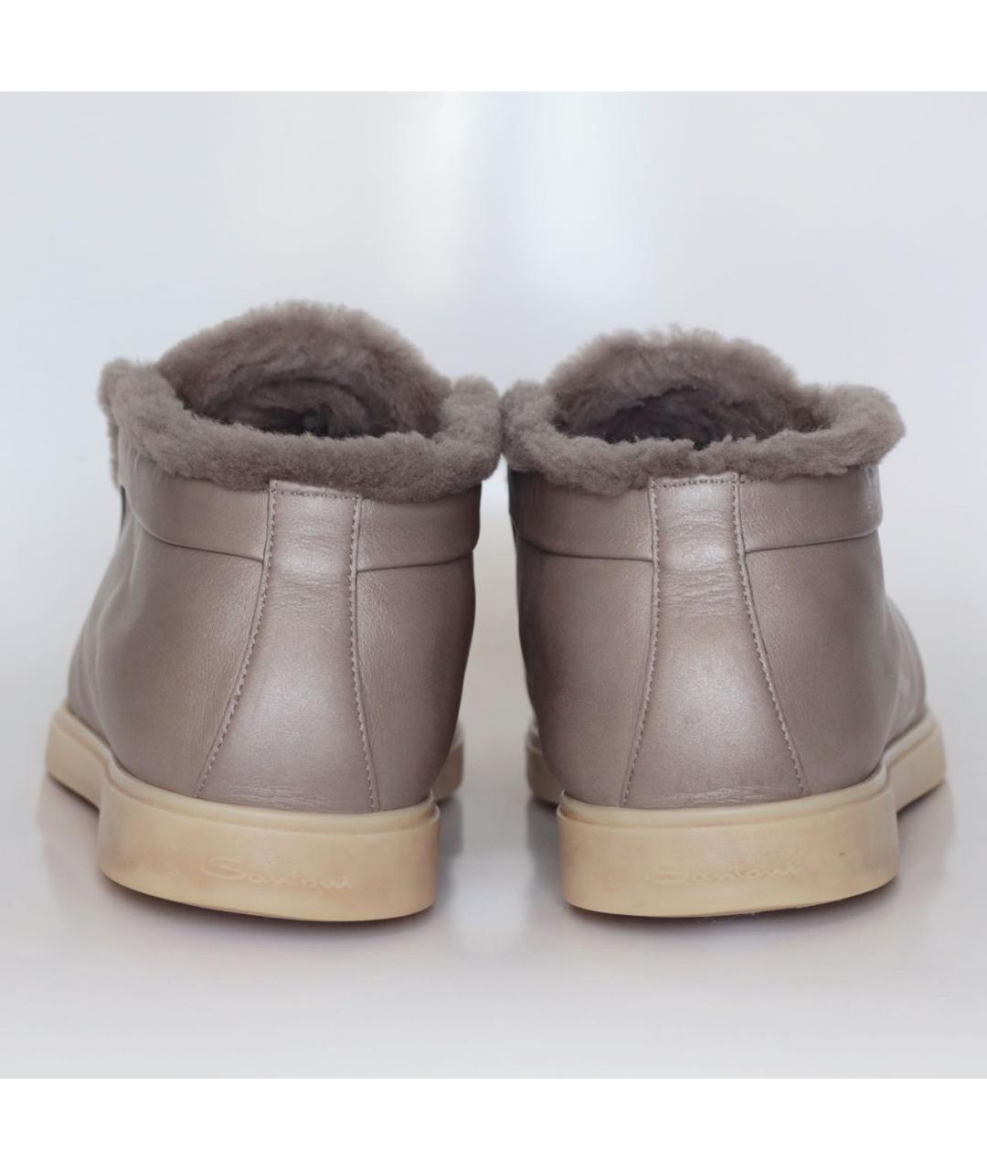 SANTONI Бежевые кожаные ботинки, фото 4