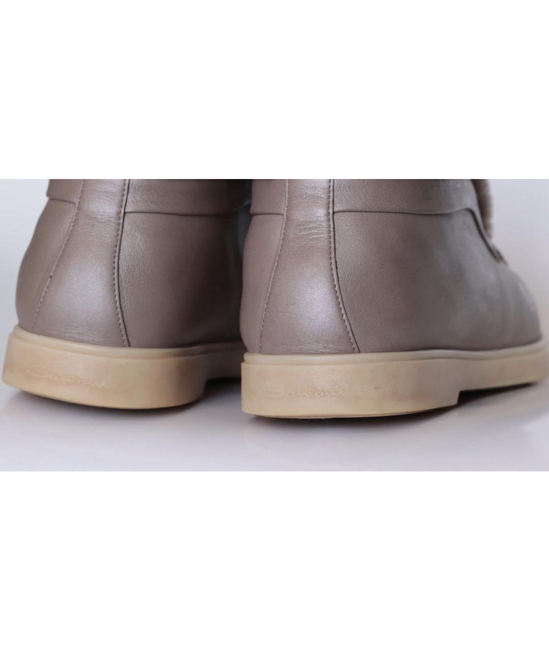 SANTONI Бежевые кожаные ботинки, фото 5