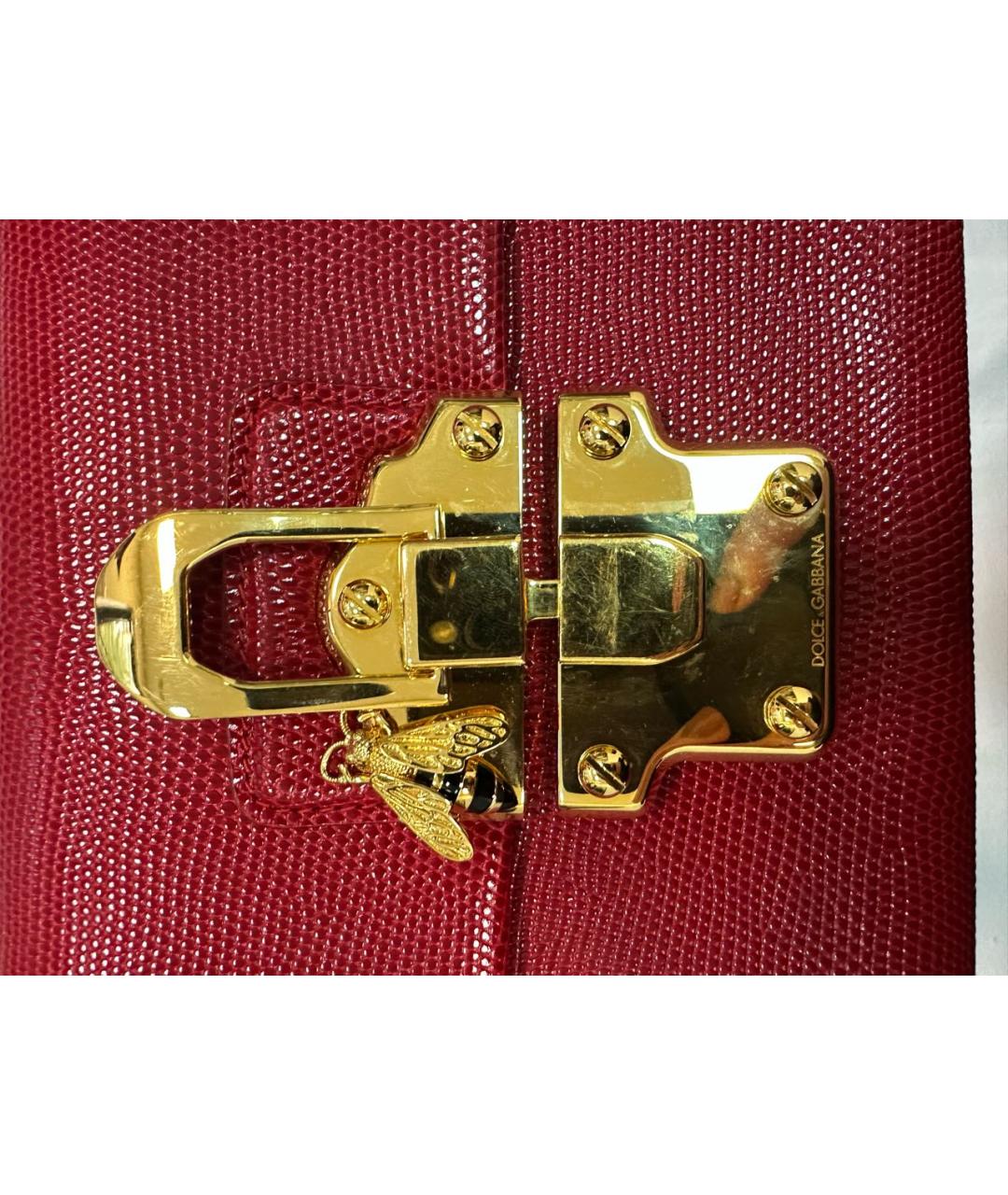 DOLCE&GABBANA Красная кожаная сумка с короткими ручками, фото 4