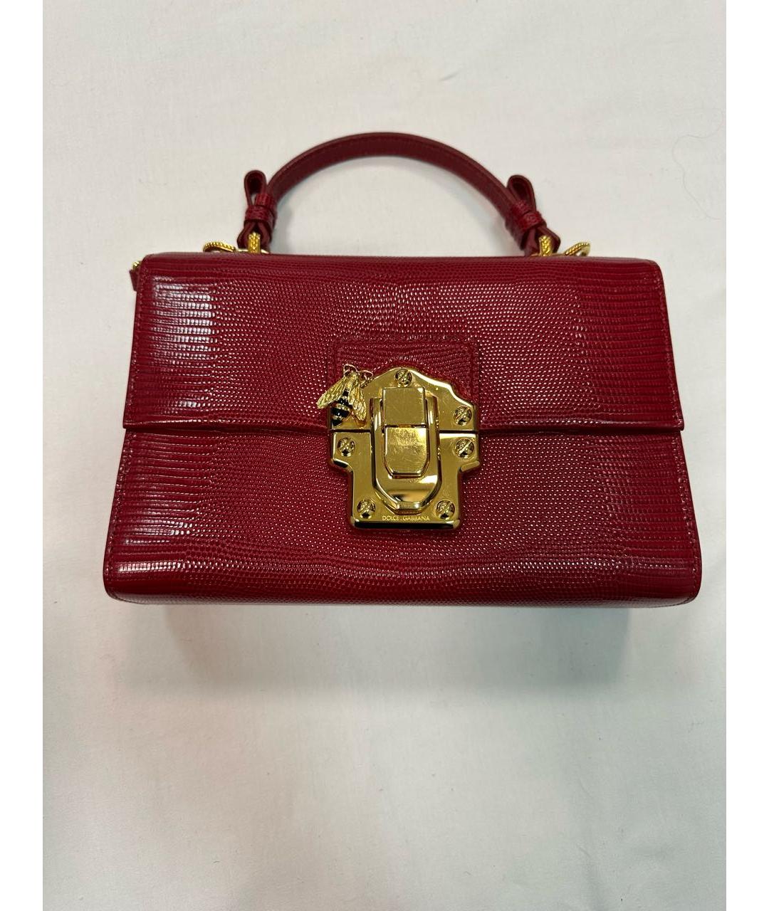 DOLCE&GABBANA Красная кожаная сумка с короткими ручками, фото 3