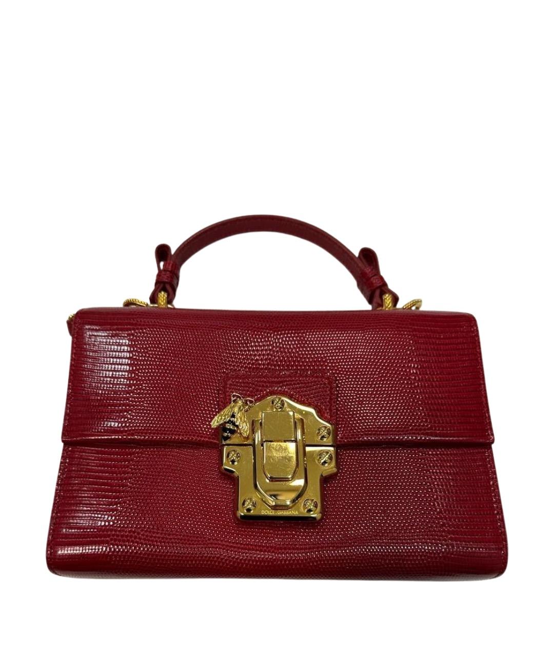 DOLCE&GABBANA Красная кожаная сумка с короткими ручками, фото 1