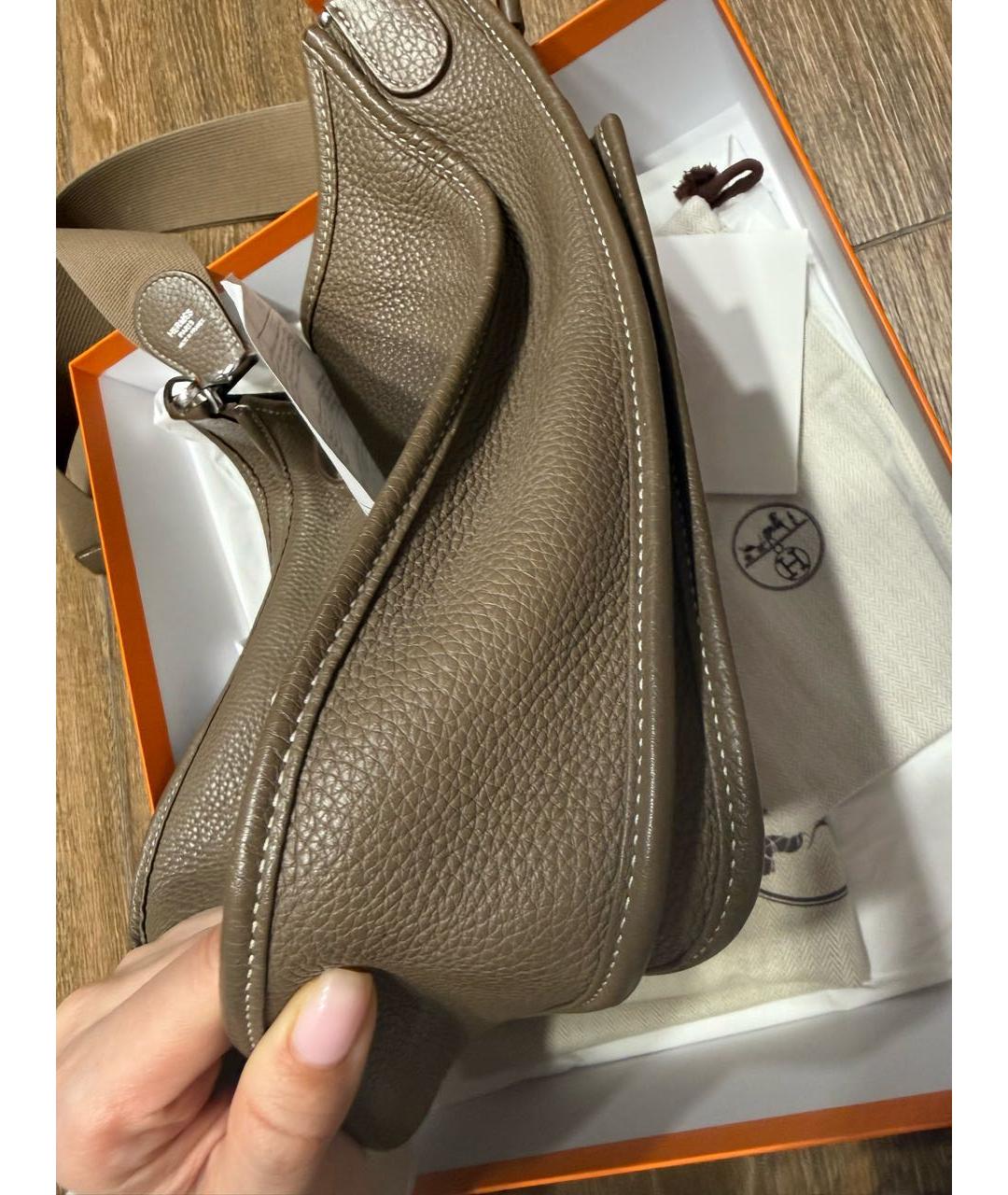 HERMES Коричневая кожаная сумка через плечо, фото 5