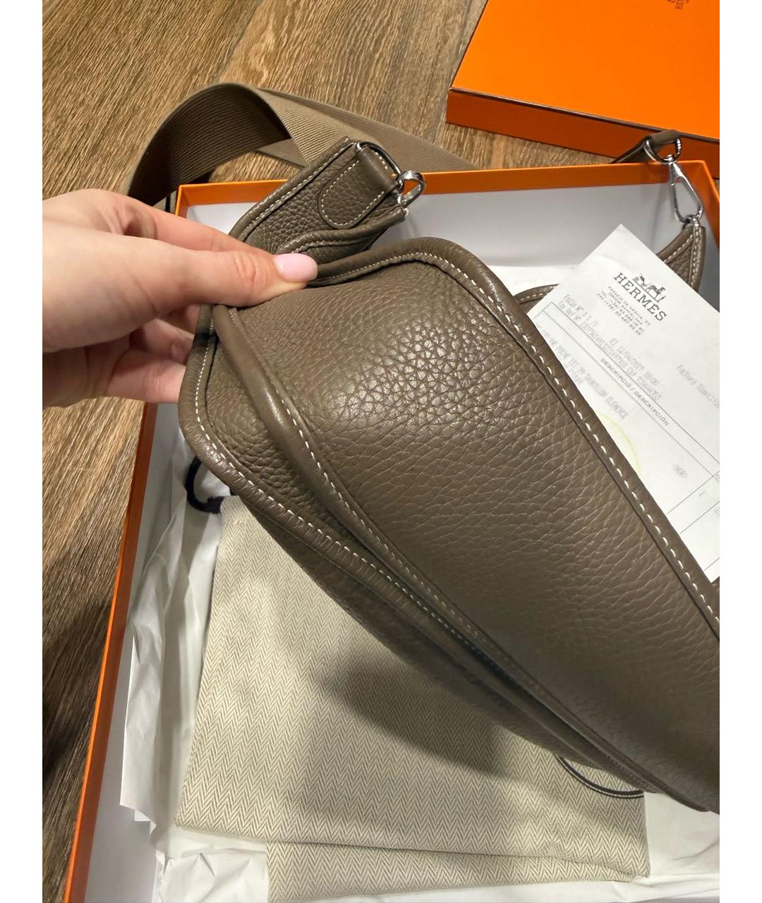 HERMES Коричневая кожаная сумка через плечо, фото 4