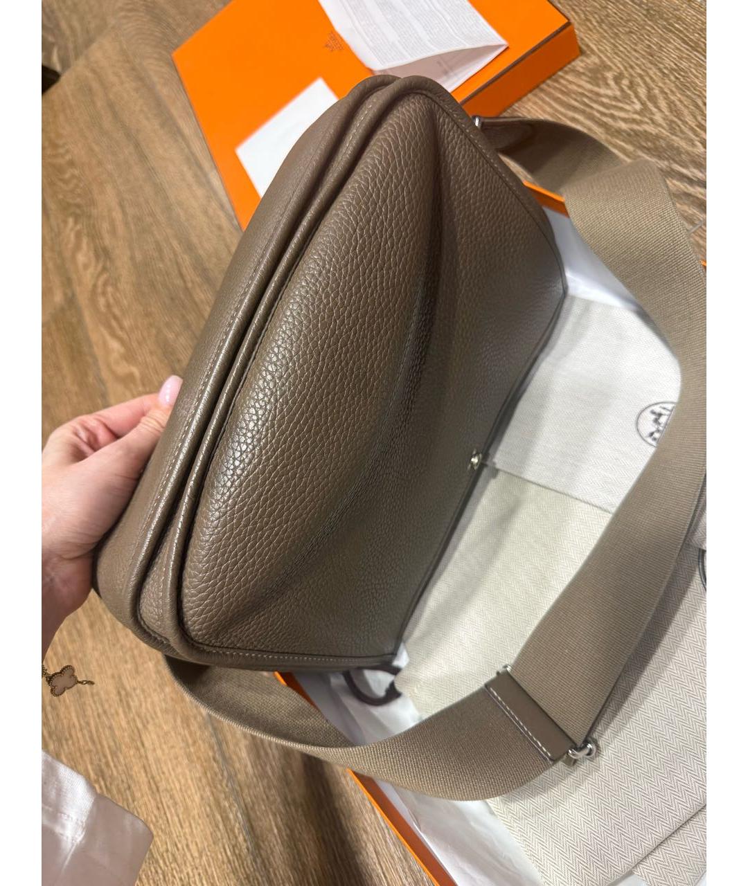 HERMES Коричневая кожаная сумка через плечо, фото 8