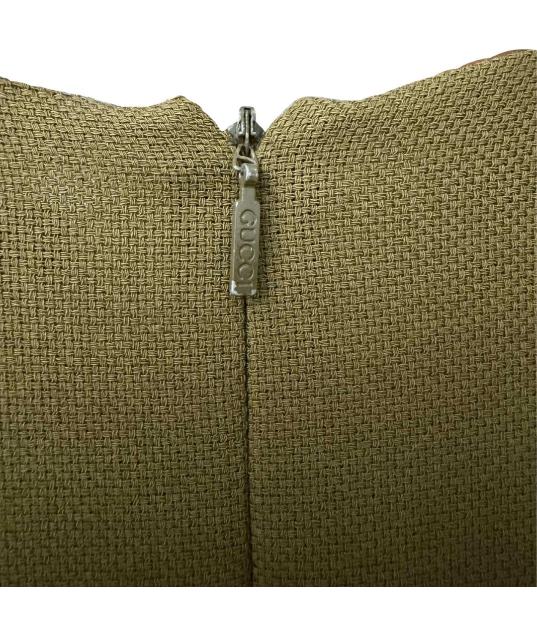 GUCCI Хаки шерстяное коктейльное платье, фото 5