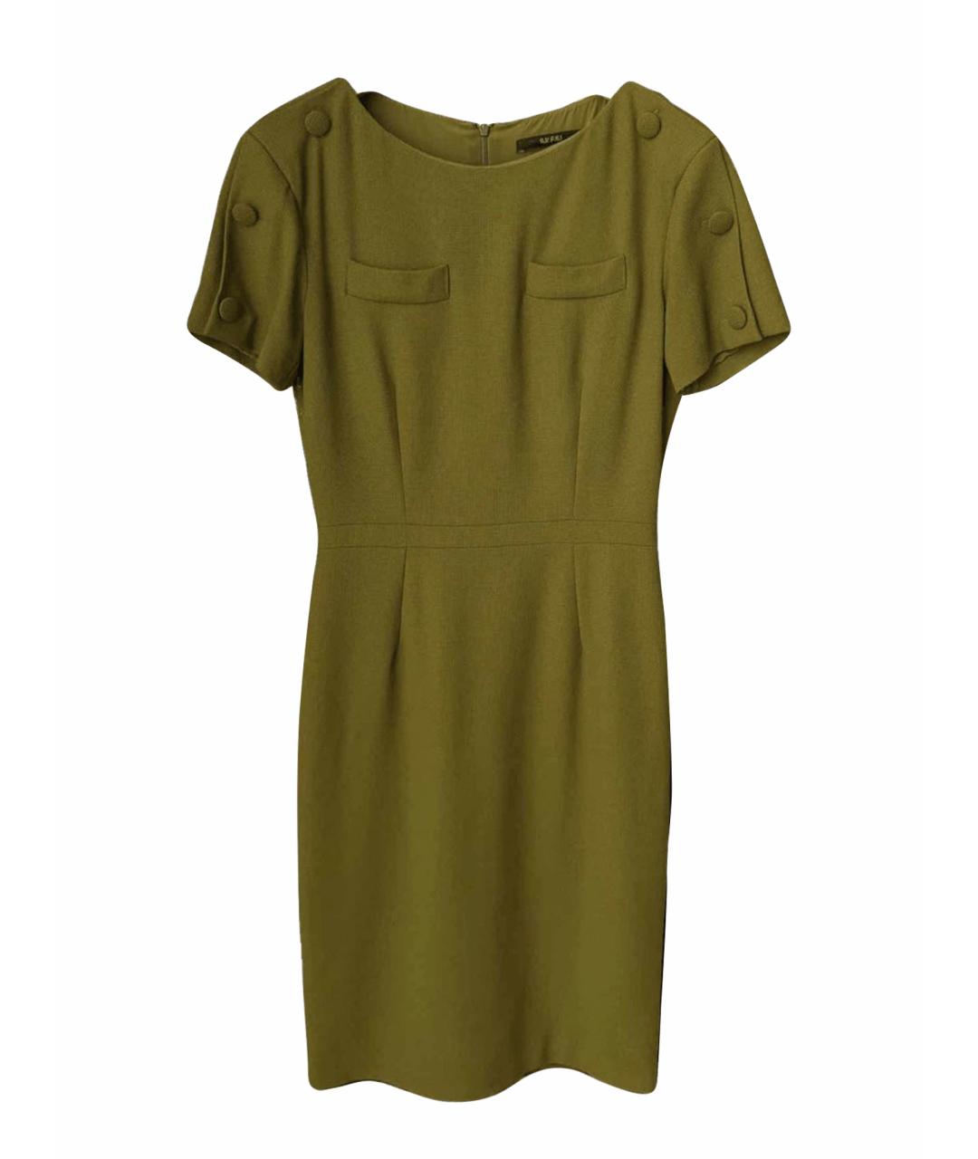 GUCCI Хаки шерстяное коктейльное платье, фото 1