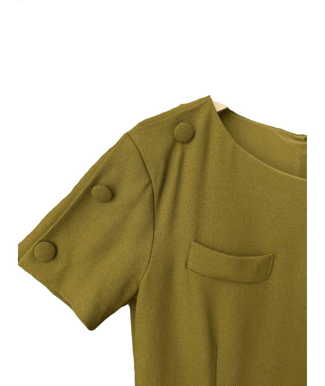 GUCCI Хаки шерстяное коктейльное платье, фото 4