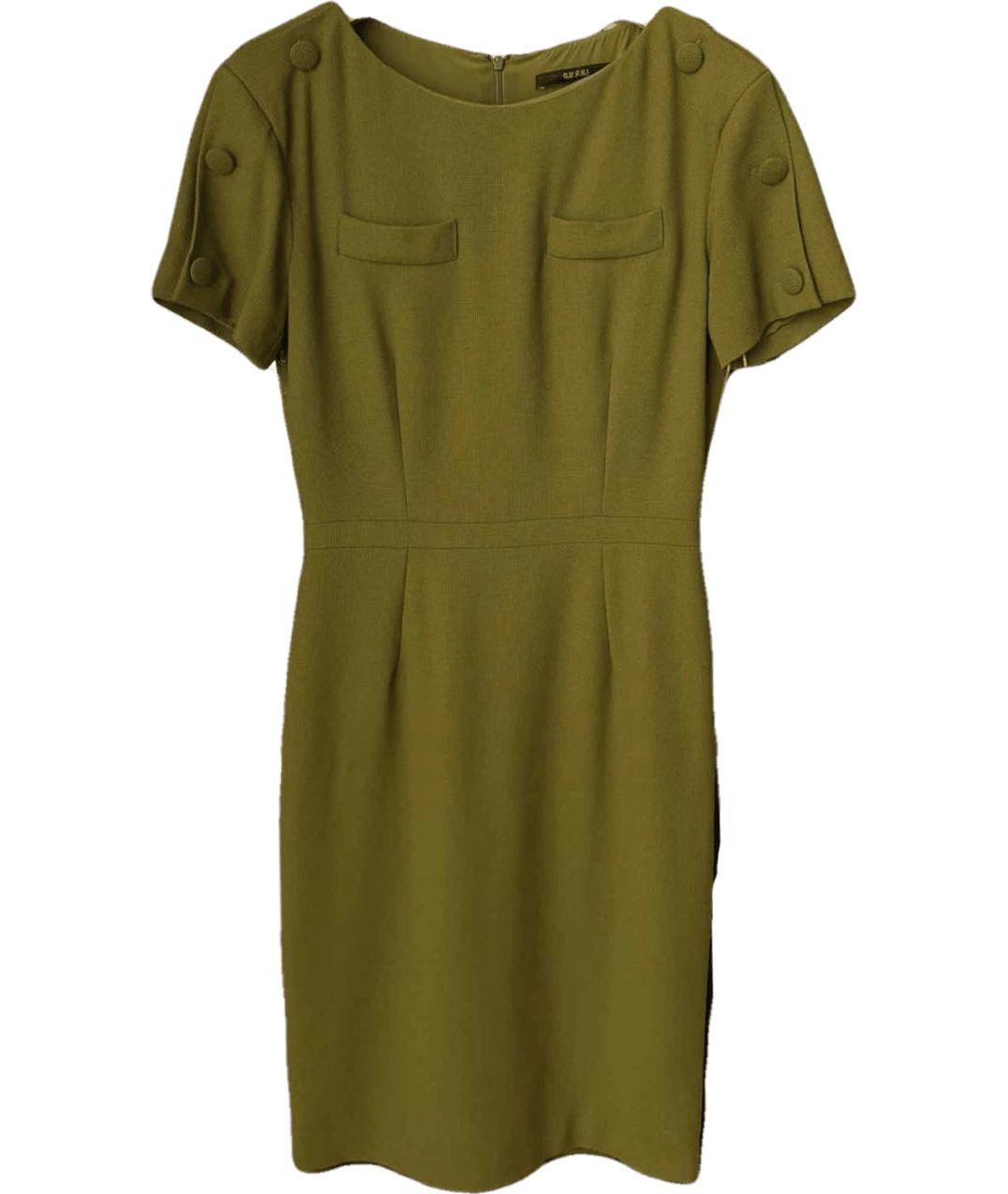 GUCCI Хаки шерстяное коктейльное платье, фото 6