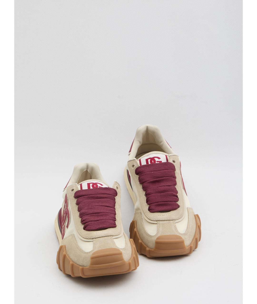 DOLCE&GABBANA Бежевые кожаные низкие кроссовки / кеды, фото 5