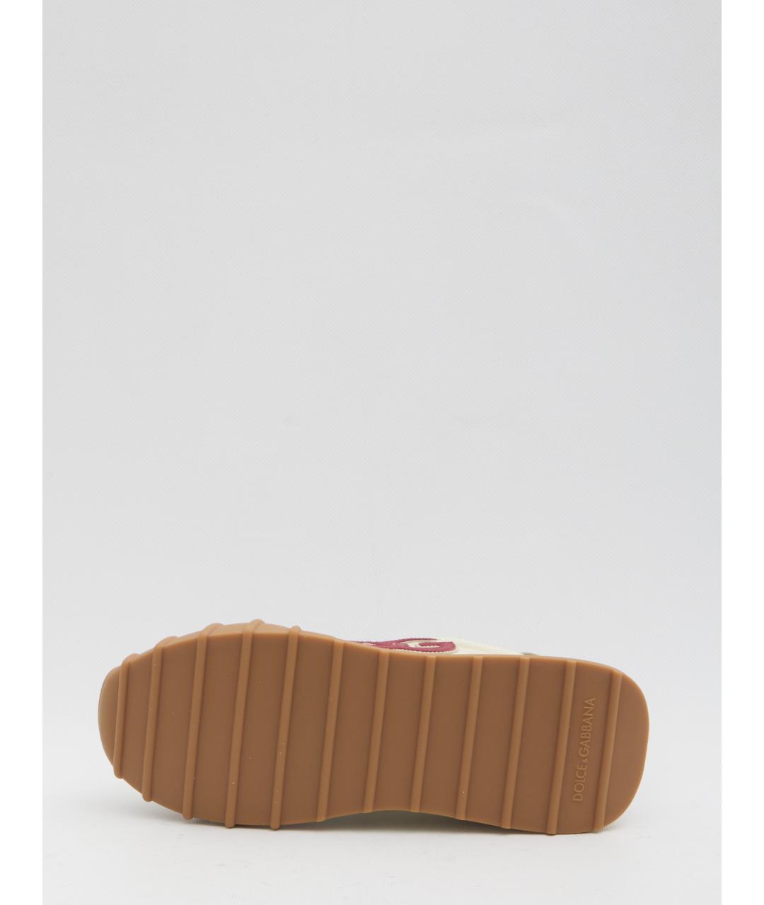 DOLCE&GABBANA Бежевые кожаные низкие кроссовки / кеды, фото 4