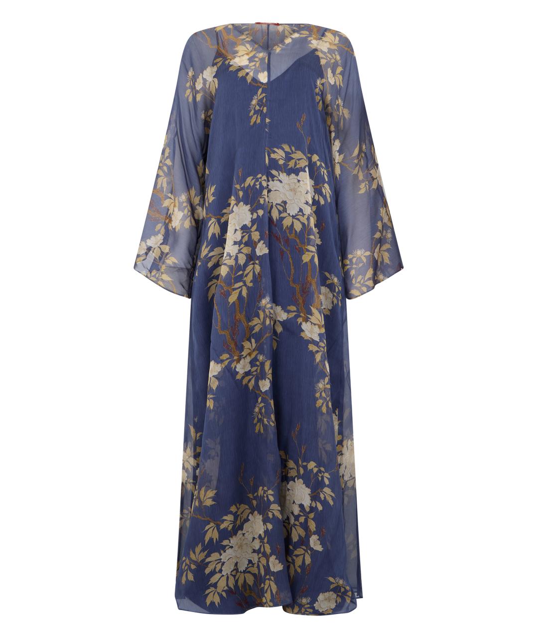 MAX MARA STUDIO Синее шелковое повседневное платье, фото 1