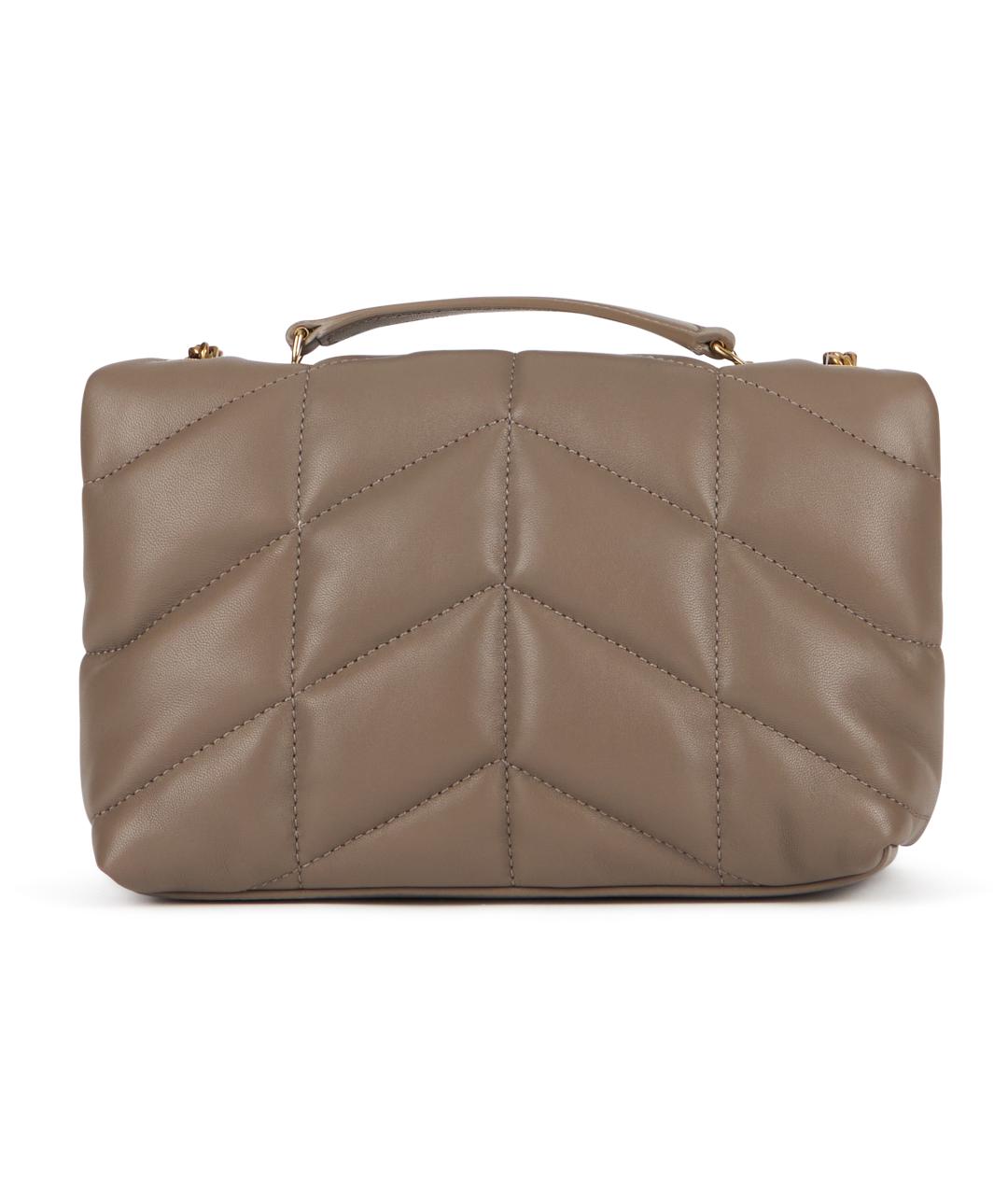 SAINT LAURENT Бежевая кожаная сумка через плечо, фото 4