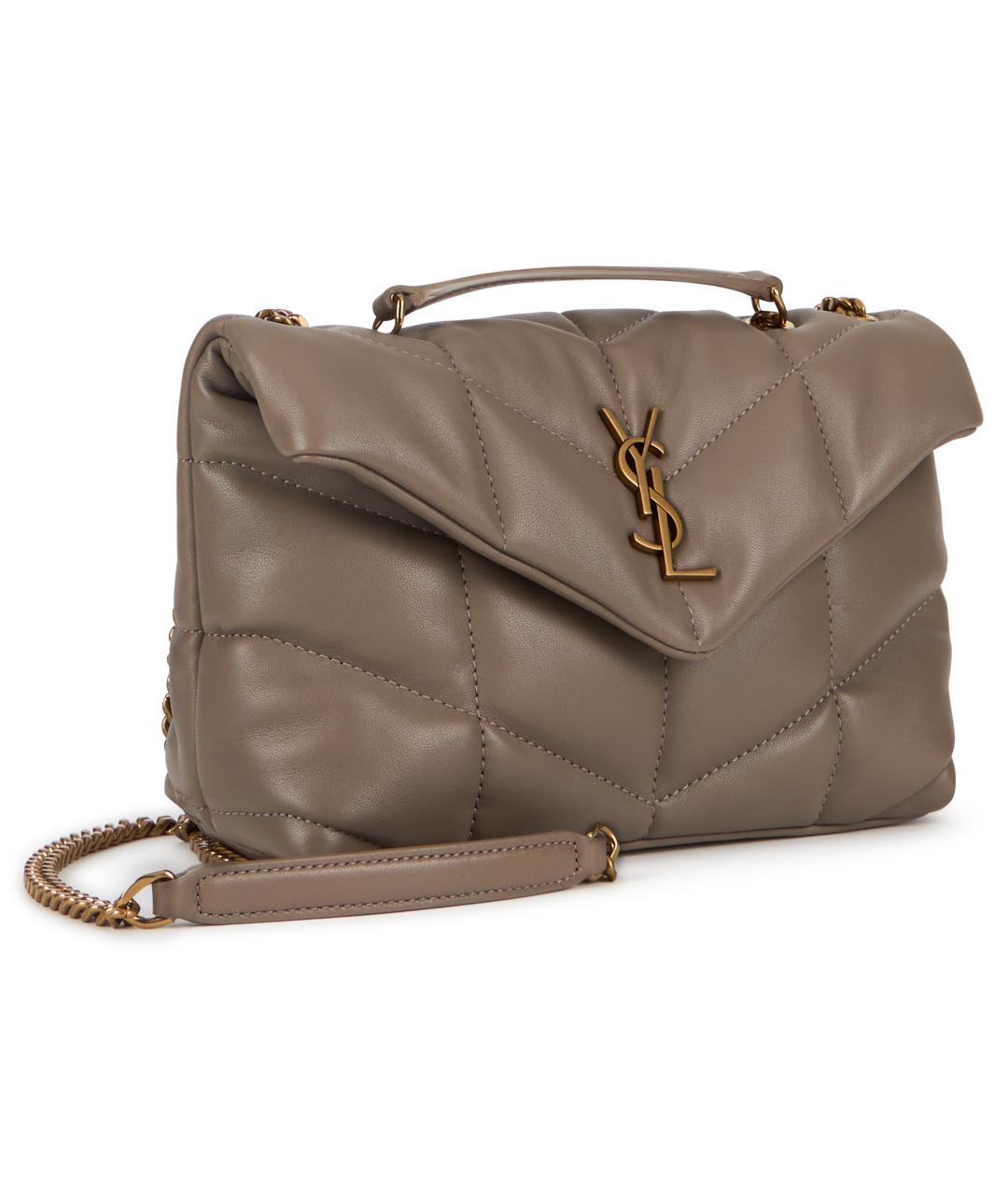 SAINT LAURENT Бежевая кожаная сумка через плечо, фото 3