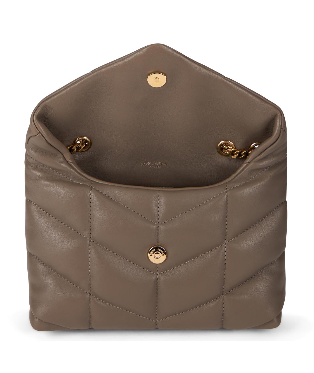 SAINT LAURENT Бежевая кожаная сумка через плечо, фото 5