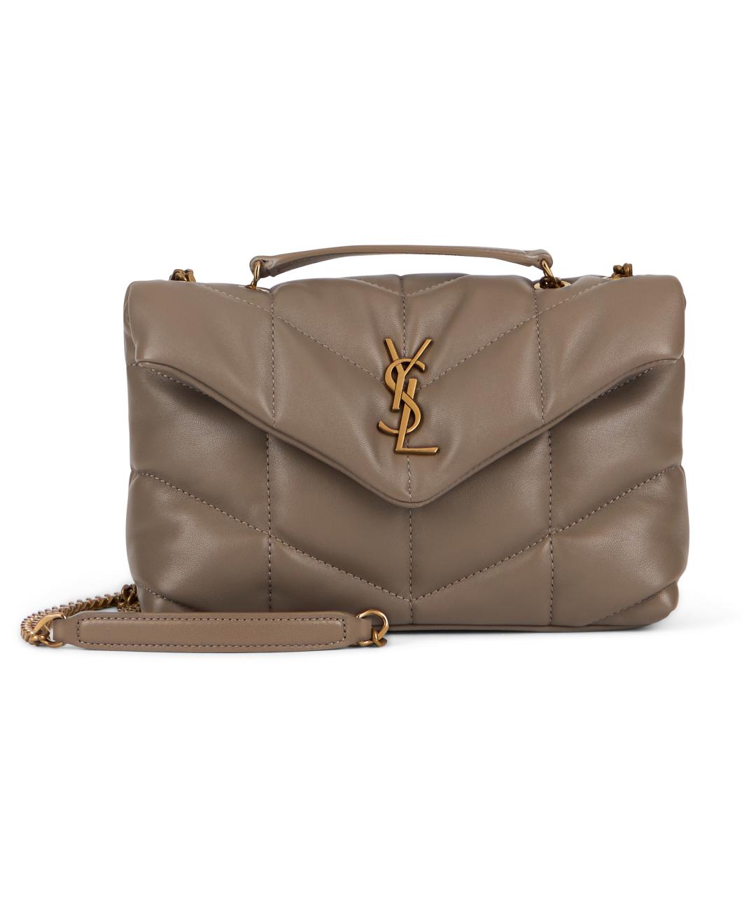 SAINT LAURENT Бежевая кожаная сумка через плечо, фото 2