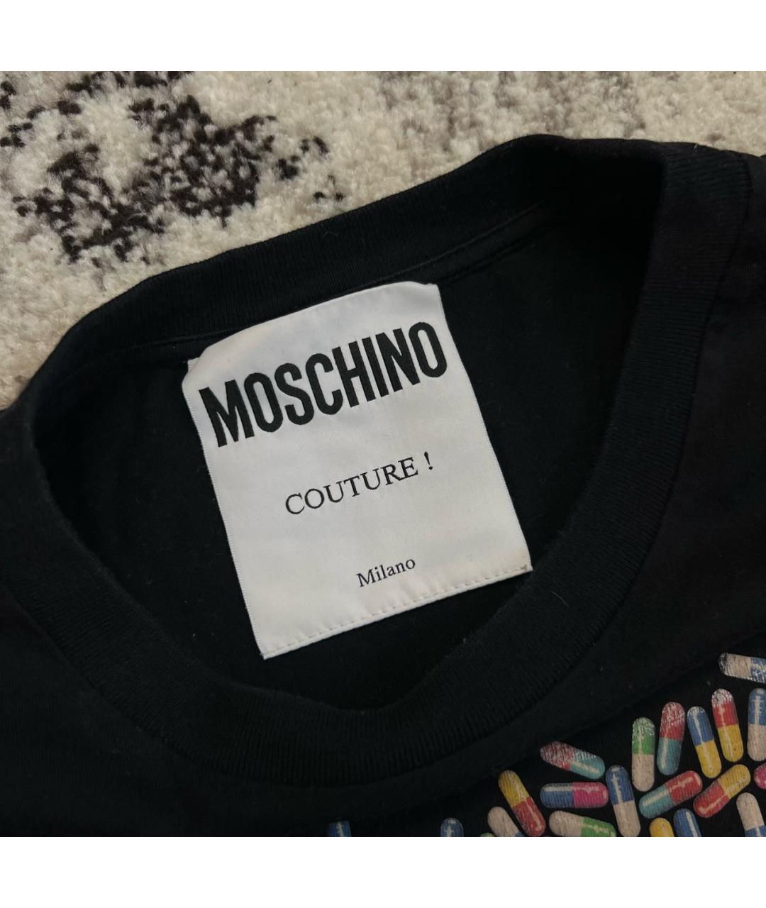 MOSCHINO Черная хлопковая футболка, фото 4