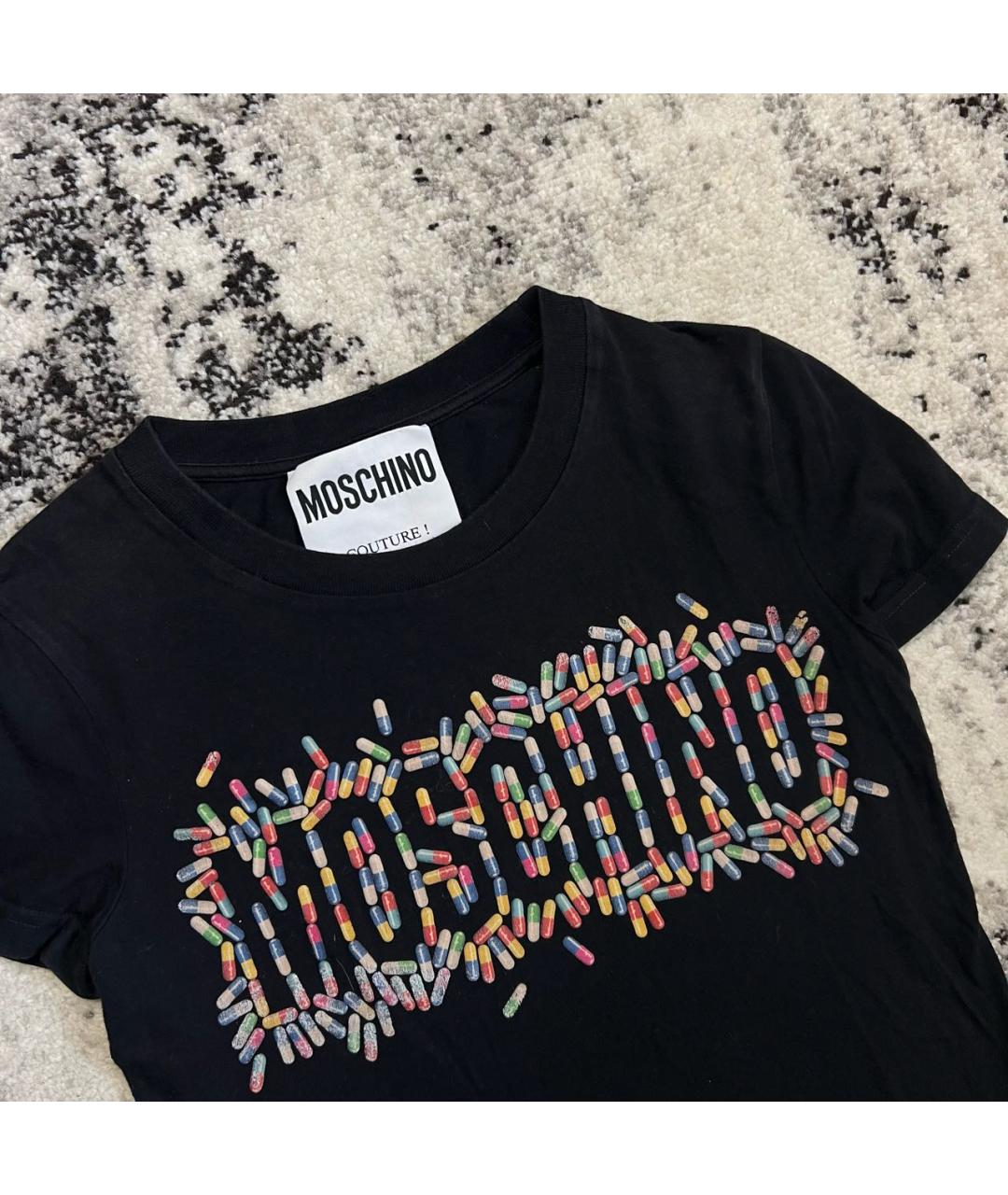 MOSCHINO Черная хлопковая футболка, фото 3