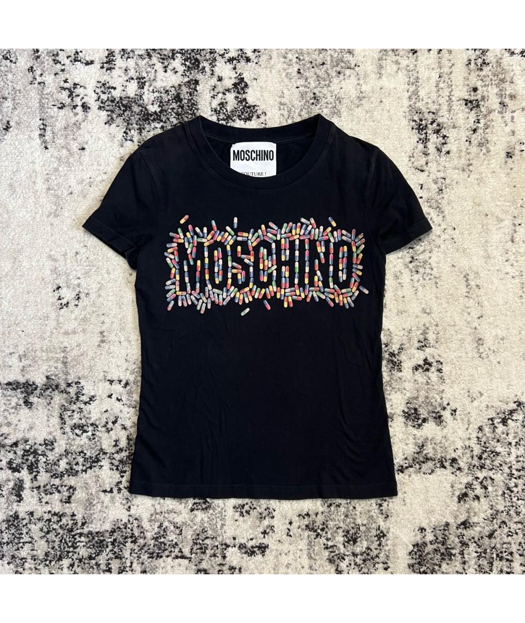 MOSCHINO Черная хлопковая футболка, фото 2