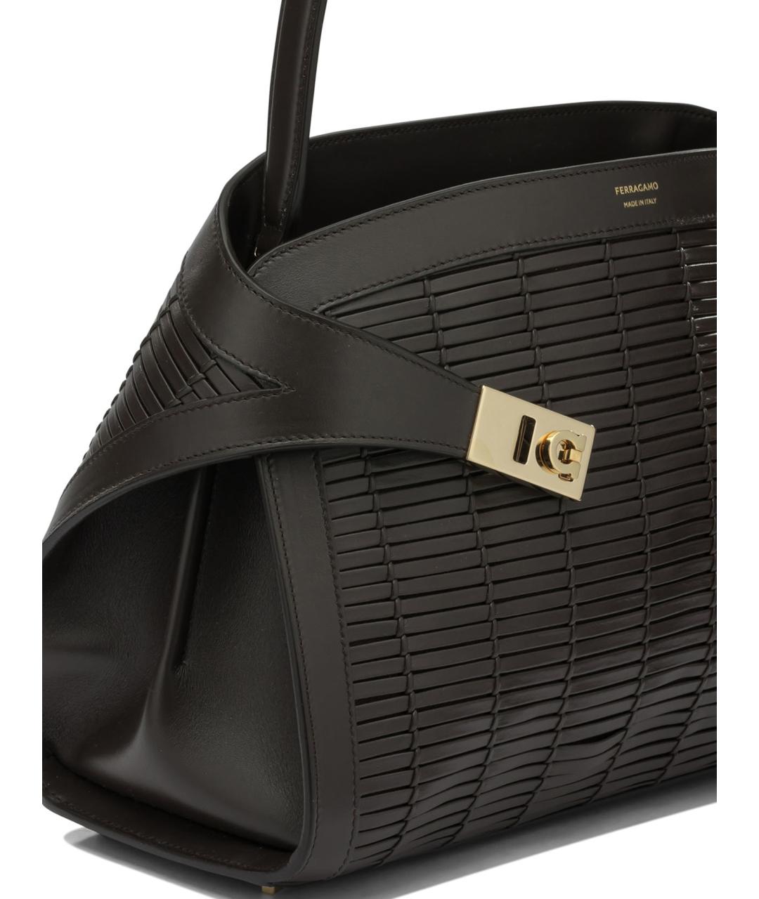 FERRAGAMO Коричневая кожаная сумка через плечо, фото 4