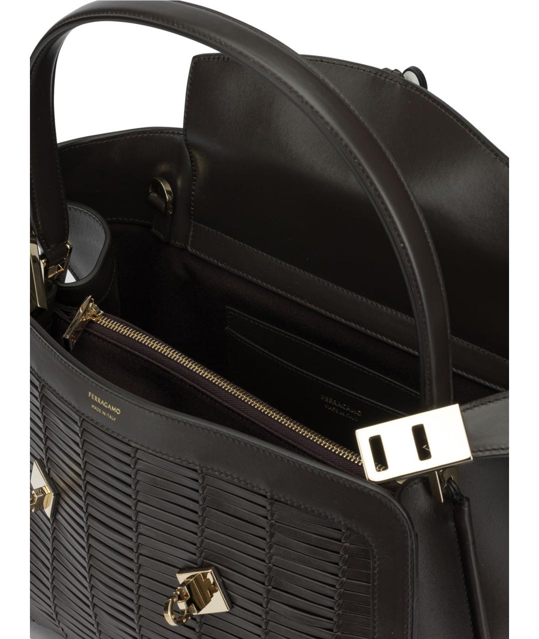 FERRAGAMO Коричневая кожаная сумка через плечо, фото 5