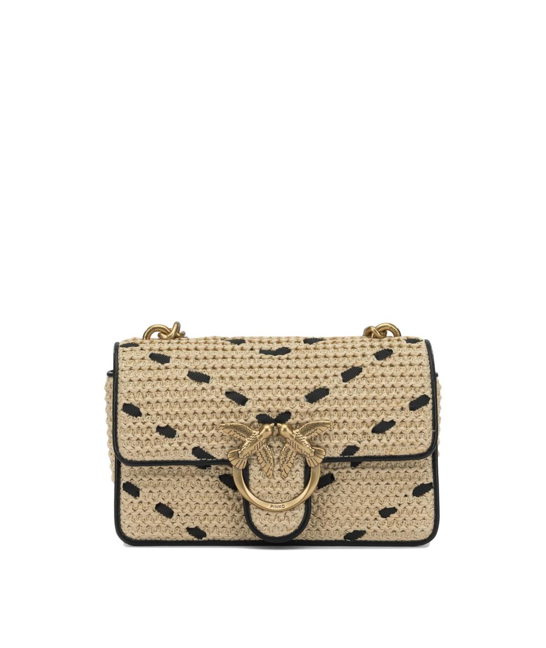 PINKO Бежевая пелетеная сумка через плечо, фото 1