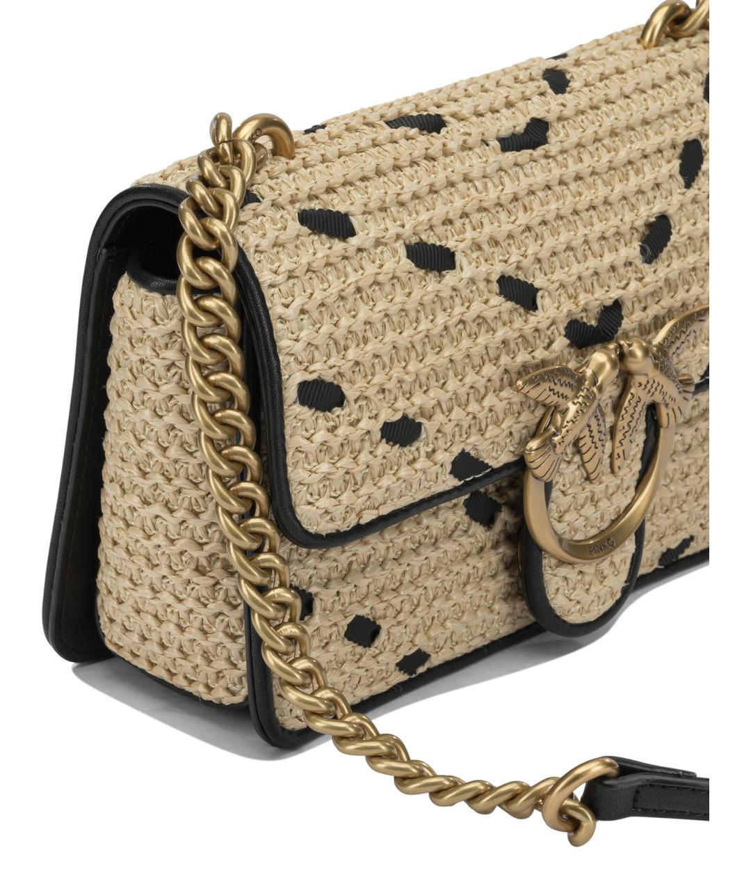 PINKO Бежевая пелетеная сумка через плечо, фото 4