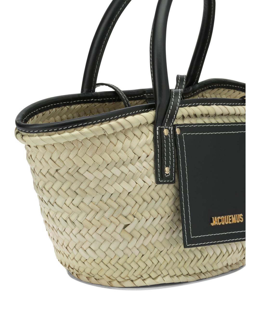 JACQUEMUS Бежевая пелетеная сумка тоут, фото 4