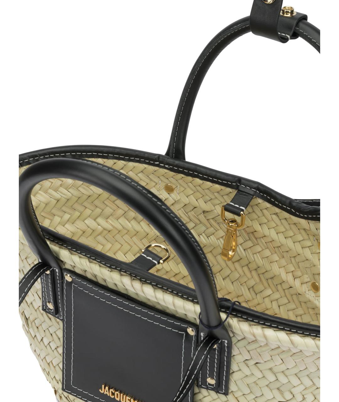 JACQUEMUS Бежевая пелетеная сумка тоут, фото 5