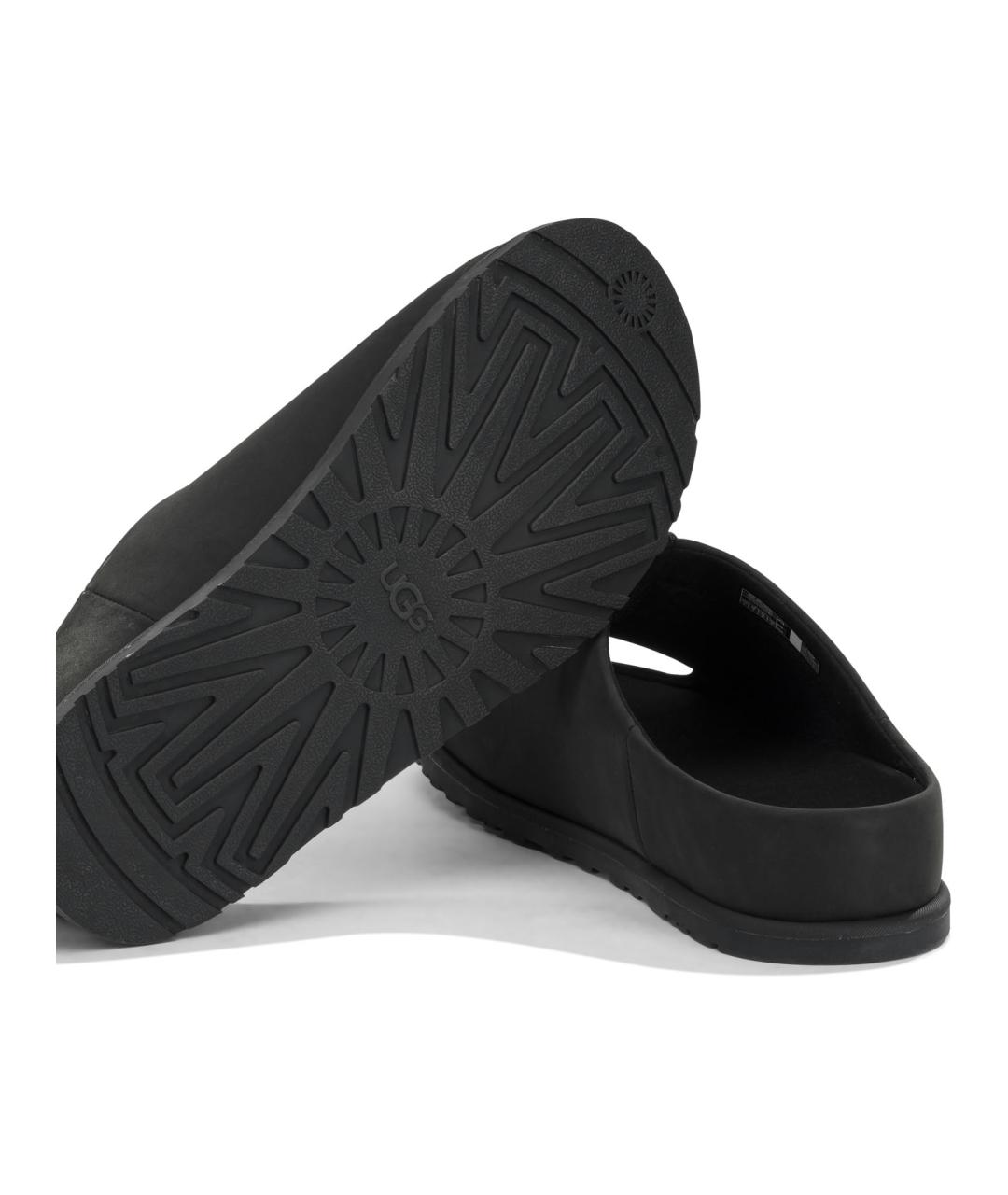 UGG AUSTRALIA Черные кожаные шлепанцы, фото 5