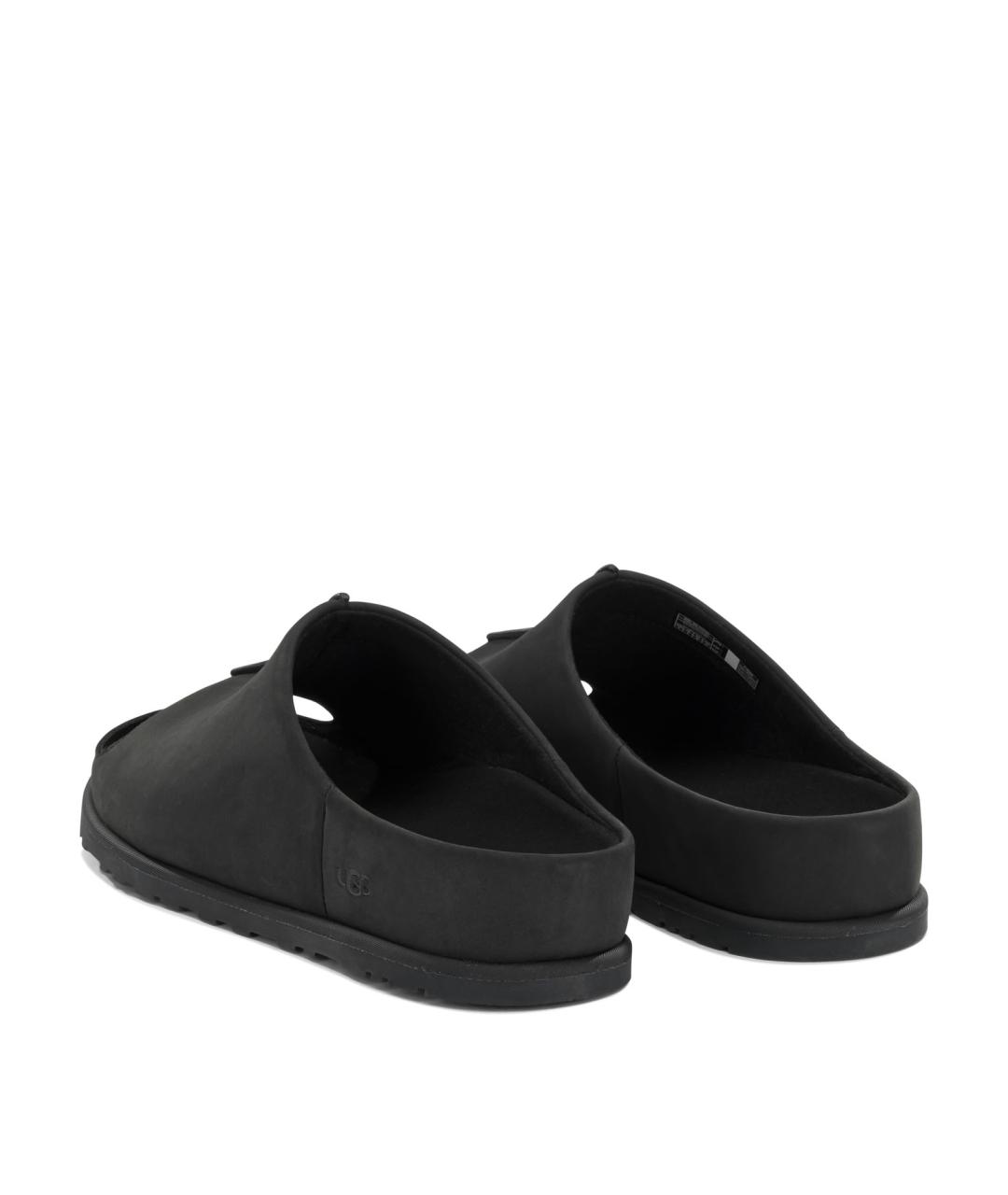 UGG AUSTRALIA Черные кожаные шлепанцы, фото 4