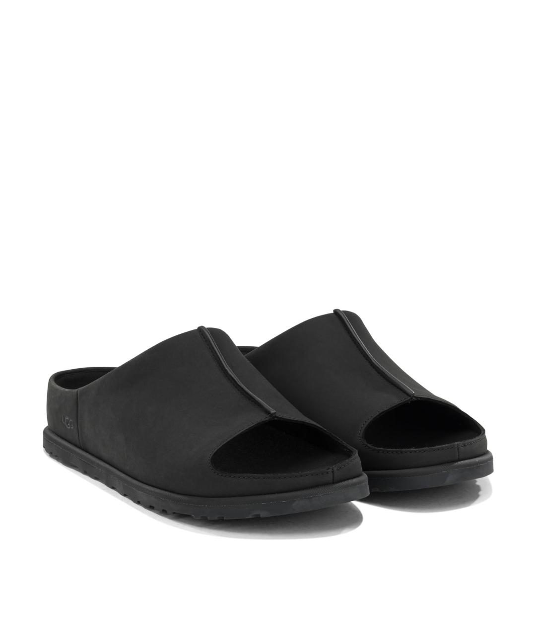 UGG AUSTRALIA Черные кожаные шлепанцы, фото 2