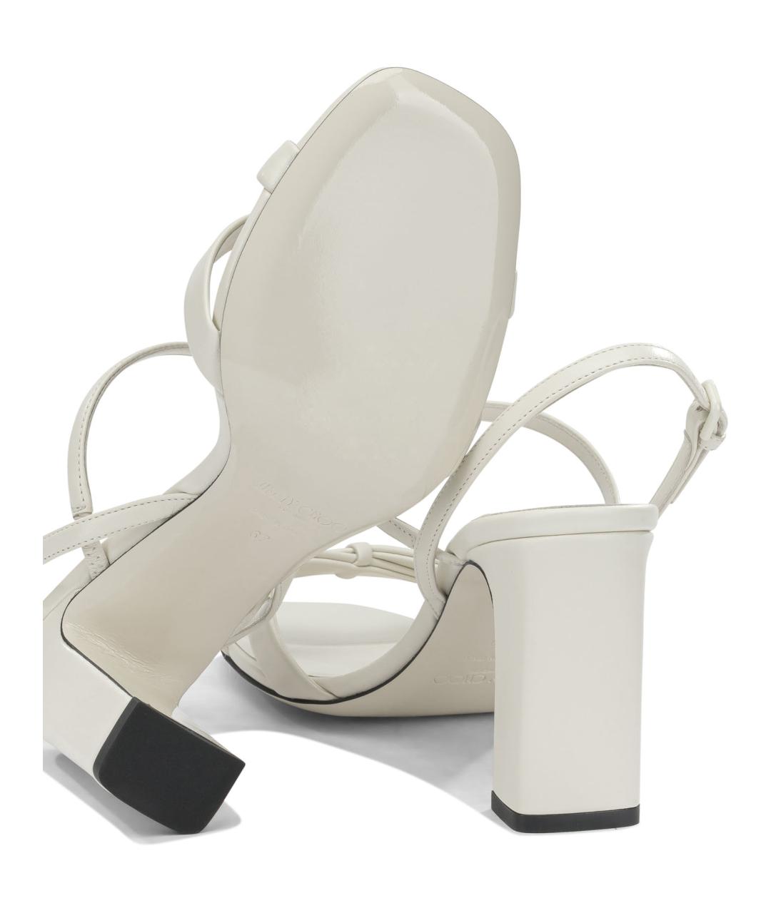 JIMMY CHOO Белые кожаные босоножки, фото 5