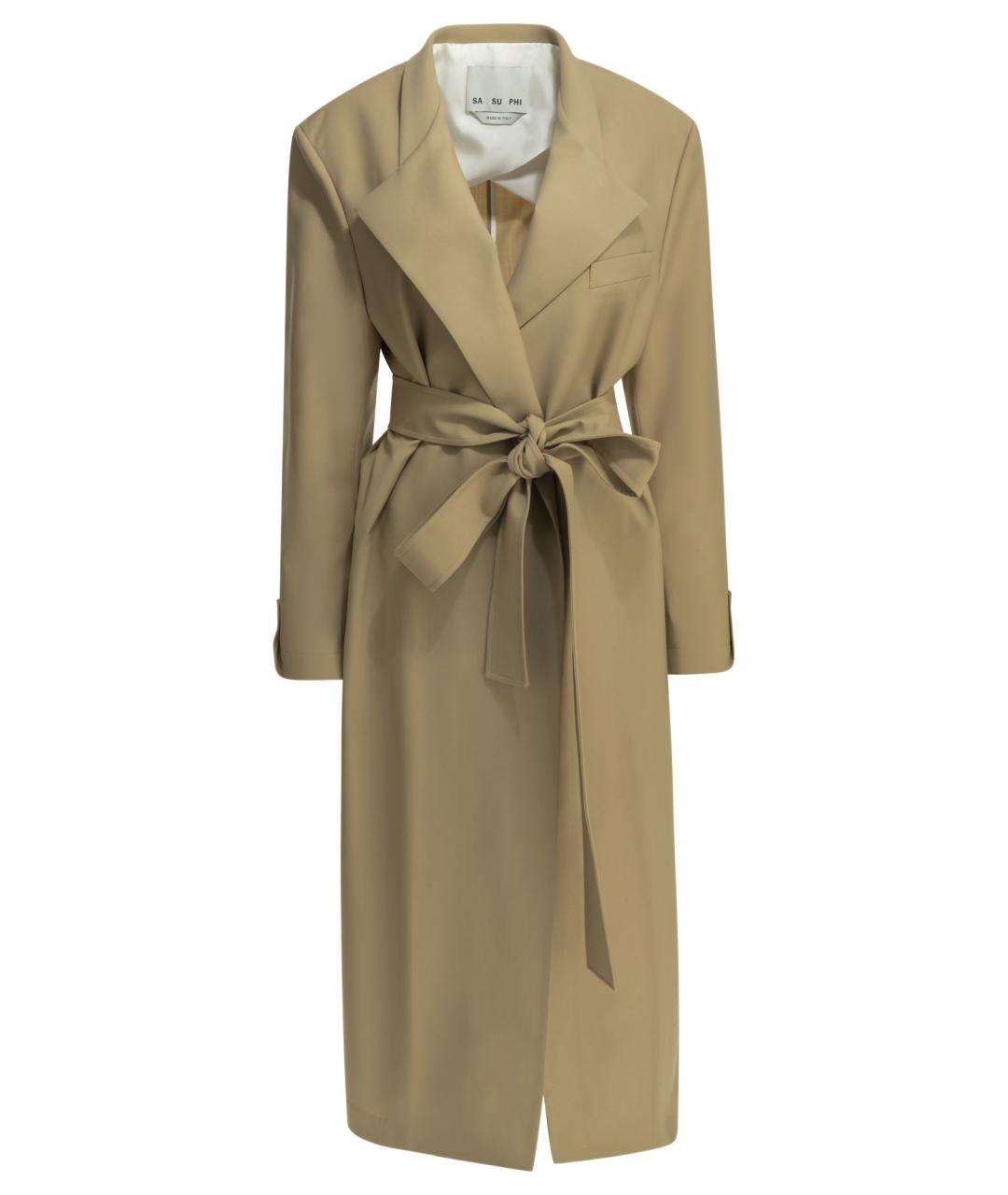 Sa Su Phi Бежевый шерстяной тренч/плащ, фото 1