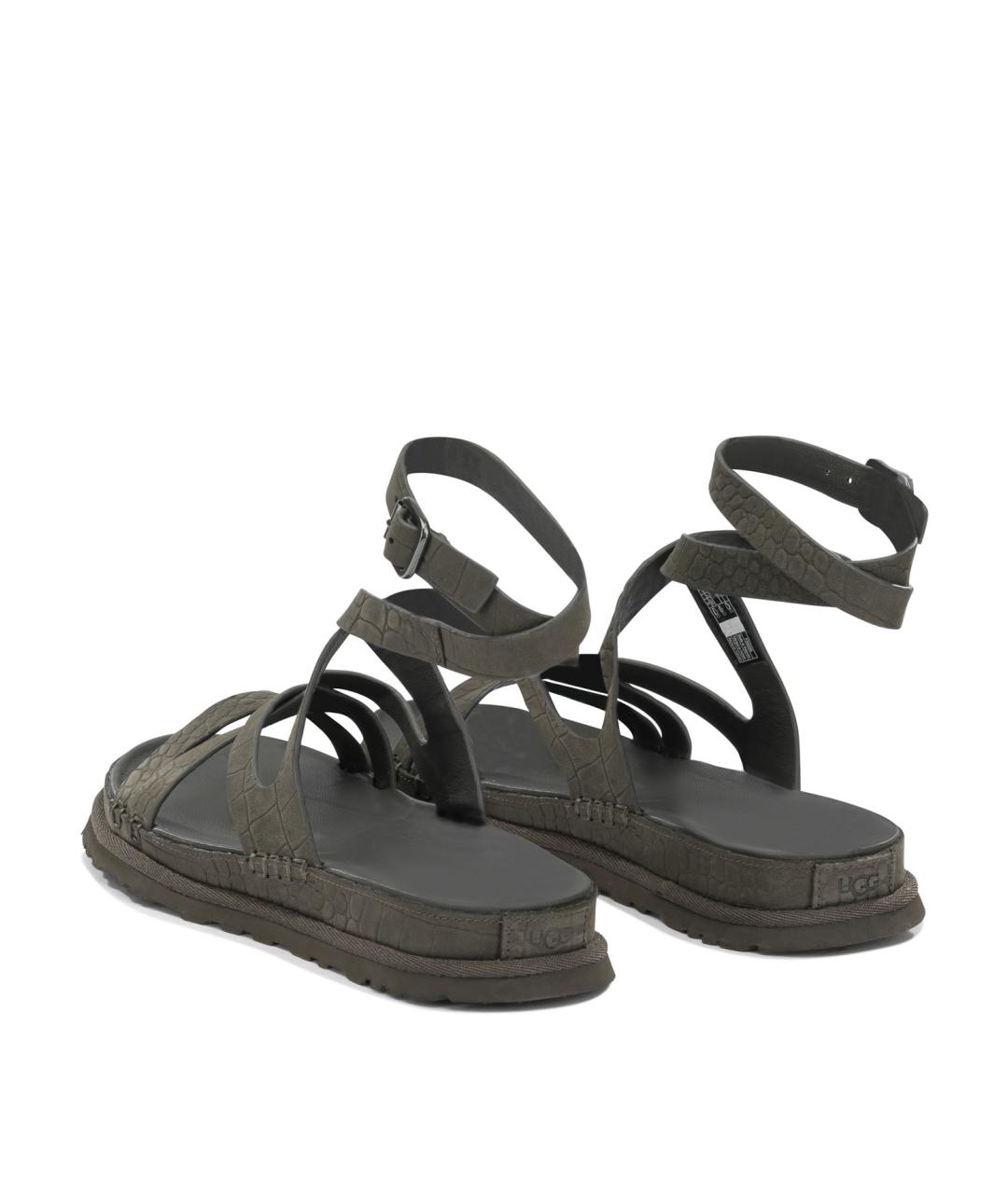 UGG AUSTRALIA Зеленые кожаные сандалии, фото 4