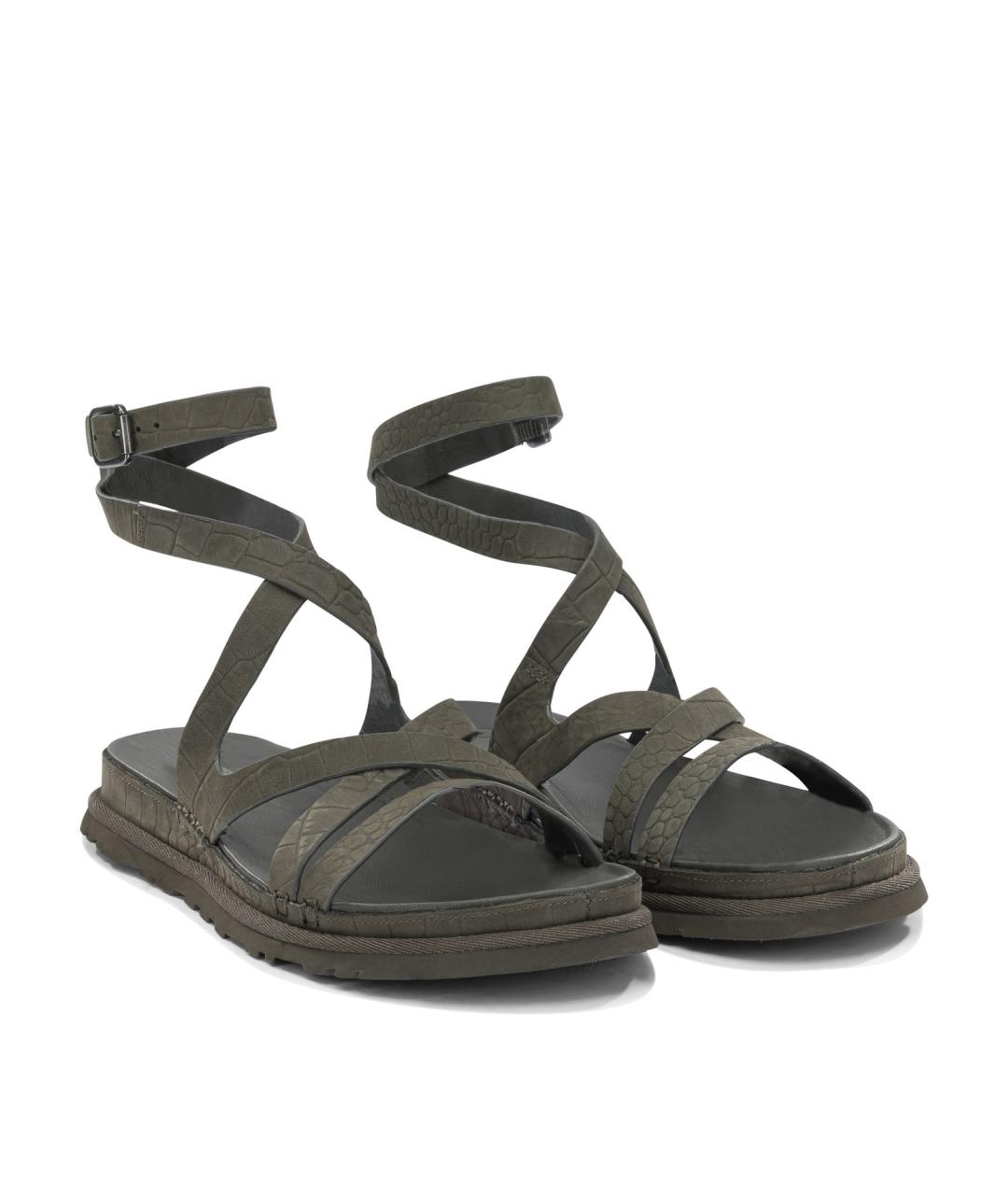 UGG AUSTRALIA Зеленые кожаные сандалии, фото 2