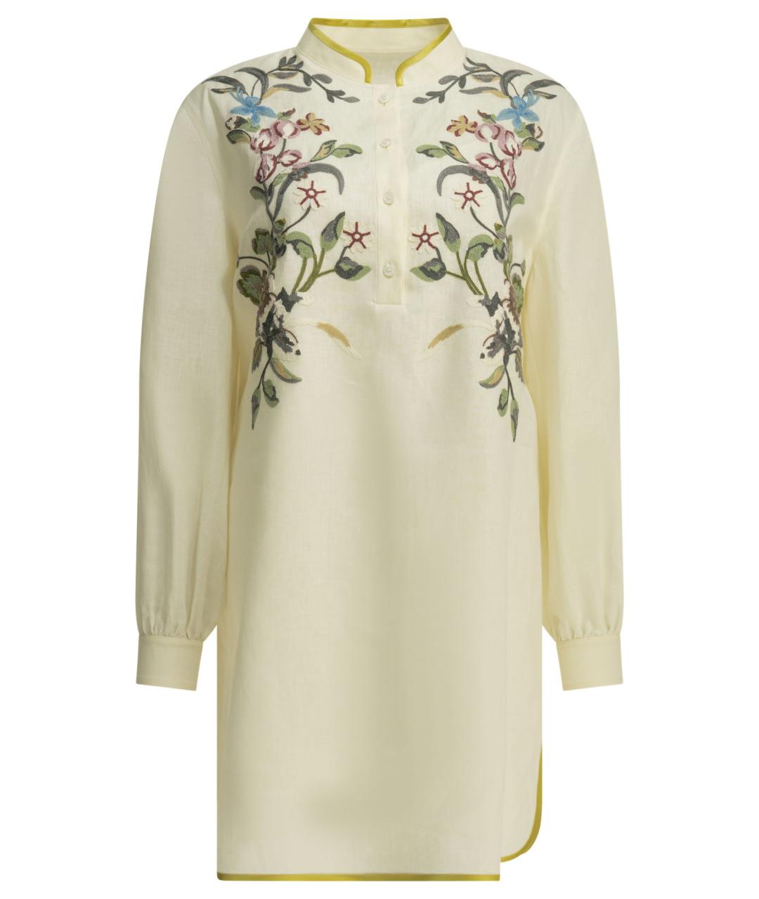 VALENTINO Мульти льняное повседневное платье, фото 1