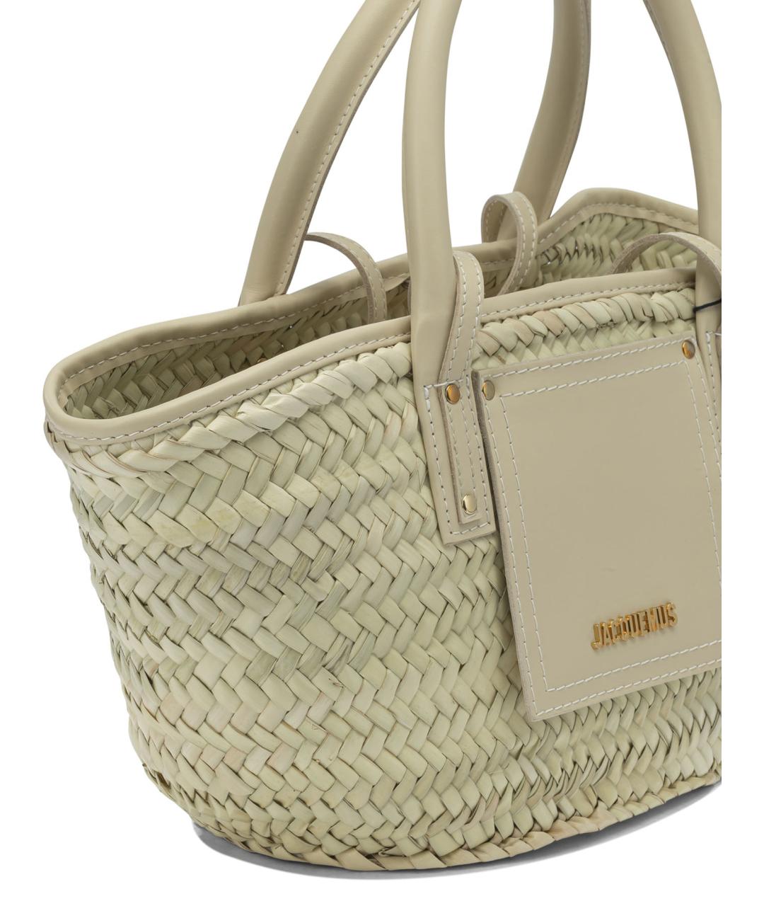 JACQUEMUS Бежевая пелетеная сумка тоут, фото 4