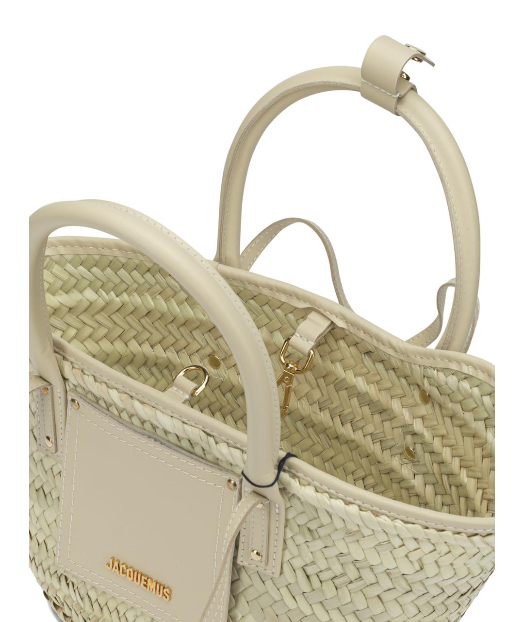 JACQUEMUS Бежевая пелетеная сумка тоут, фото 5