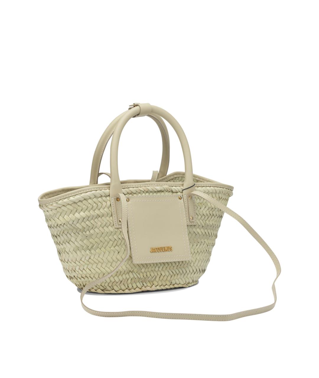 JACQUEMUS Бежевая пелетеная сумка тоут, фото 2
