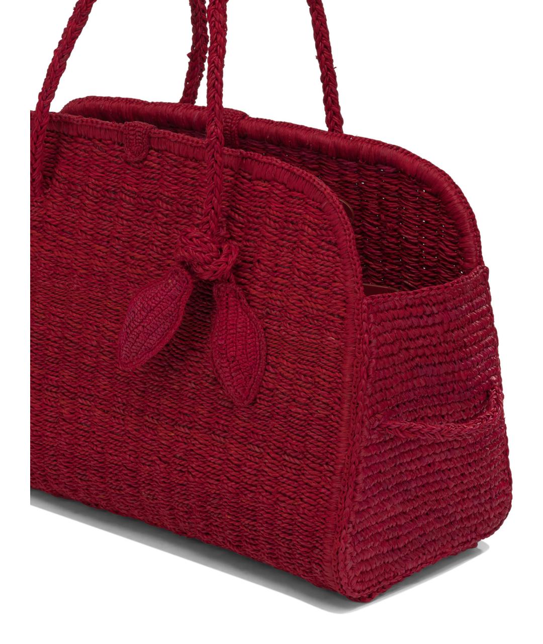 JACQUEMUS Красная пелетеная сумка тоут, фото 4