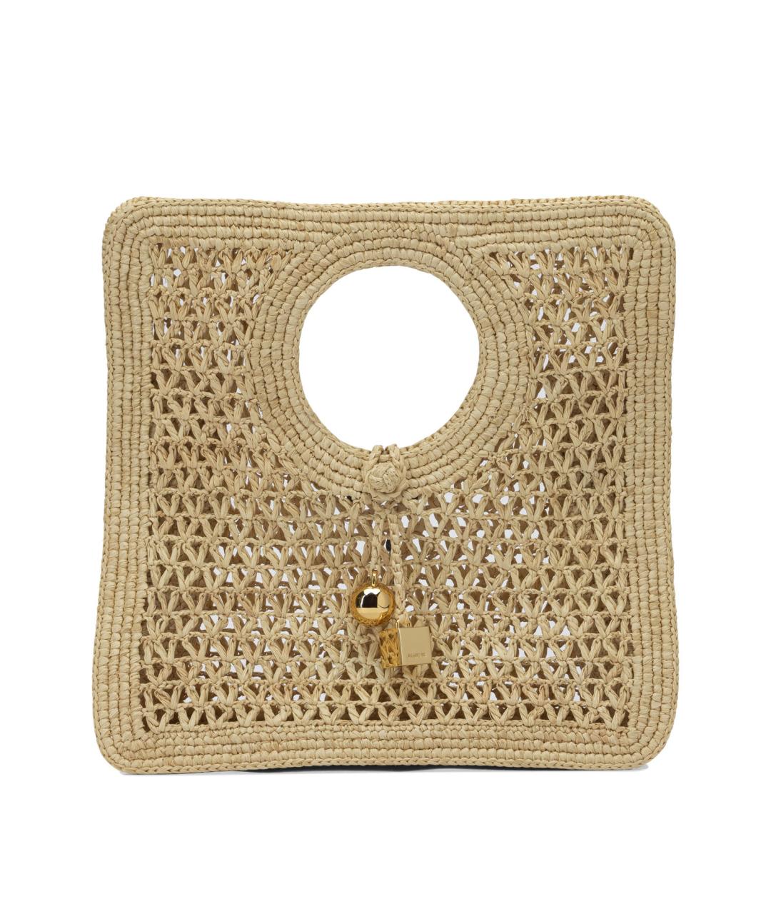 JACQUEMUS Бежевая пелетеная сумка с короткими ручками, фото 1