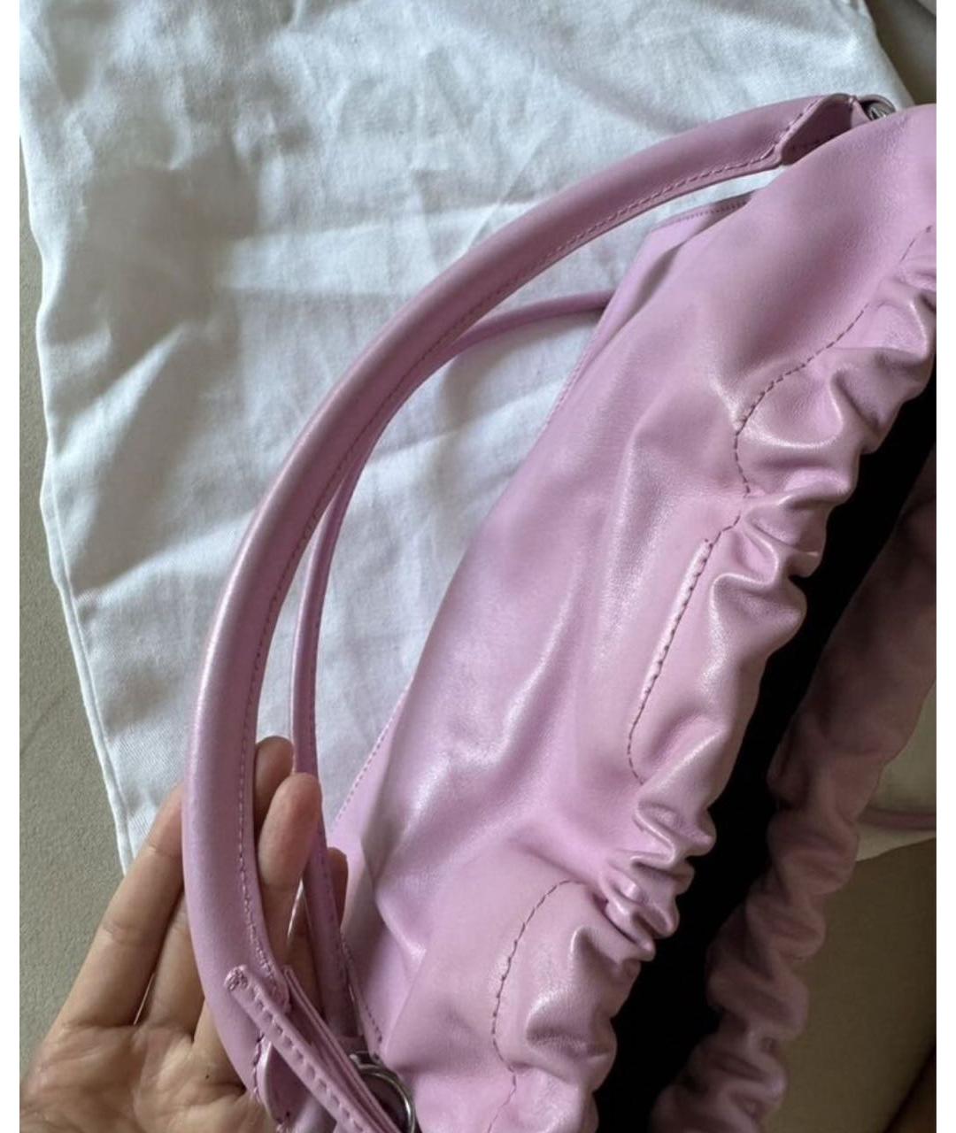 YUZEFI Розовая кожаная сумка с короткими ручками, фото 6