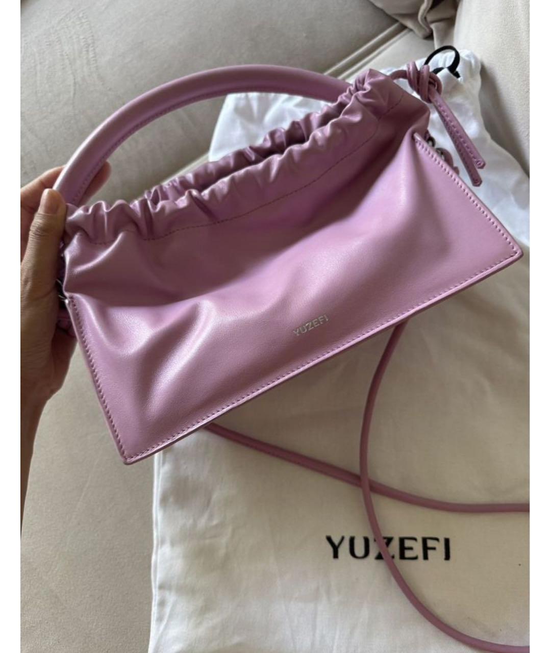 YUZEFI Розовая кожаная сумка с короткими ручками, фото 2