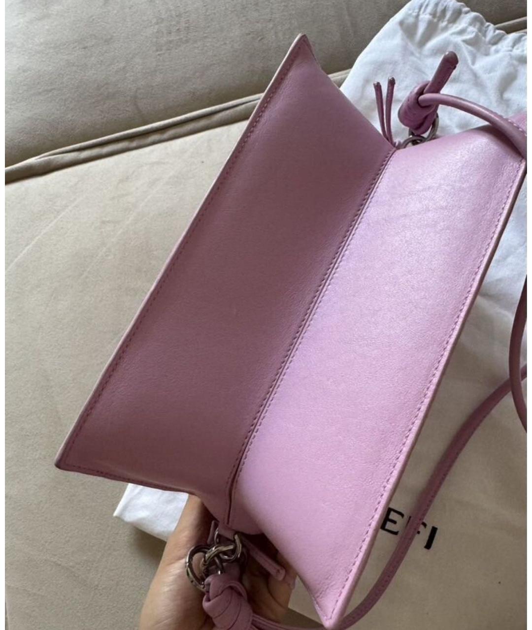 YUZEFI Розовая кожаная сумка с короткими ручками, фото 7